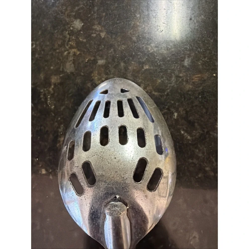 Ekco Chrome Plated Metal Slotted Spoon Black Handle Vintage Utensil Serving